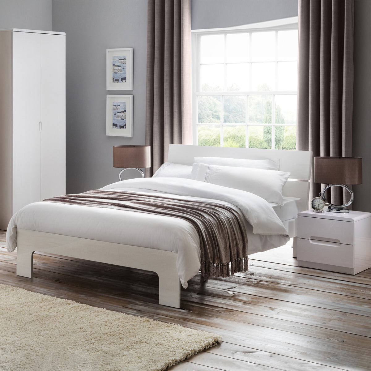 Jenner White 2 Drawer Bedside Table for bedroom