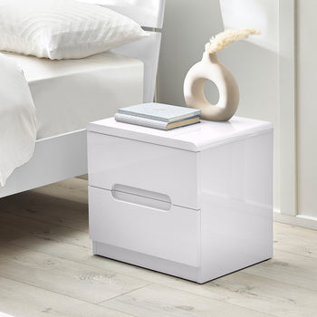 Jenner High Gloss 2 Drawer Bedside Table