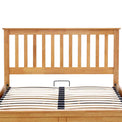 front view of the slatted headboard on the Trent Oak Wooden Ottoman Bed