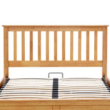 front view of the slatted headboard on the Trent Oak Wooden Ottoman Bed
