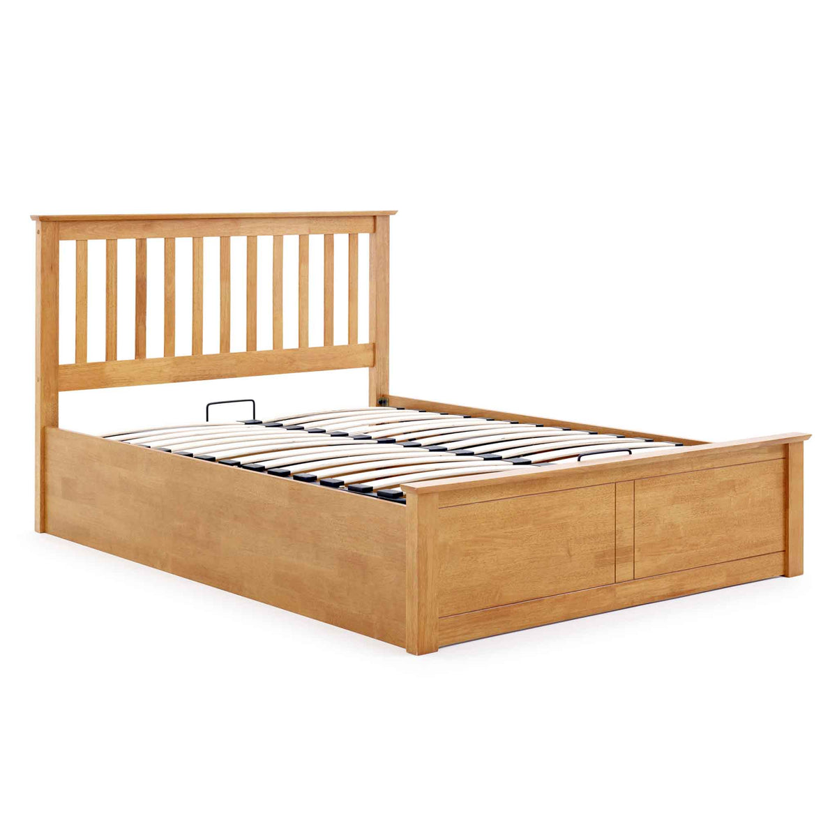 Trent Oak Wooden Ottoman Bed with sprung pine slats