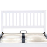 front view of the slatted headboard on the  Trent White Wooden Ottoman Bed 