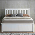 lifestyle front view image of the  Trent White Wooden Ottoman Bed 