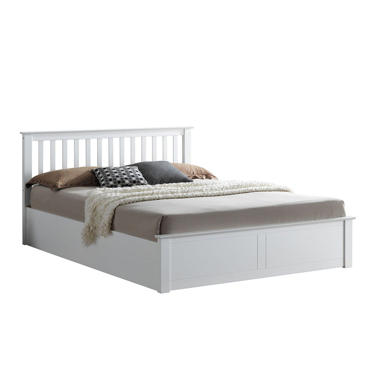  Trent White Wooden Ottoman King Size Bed 