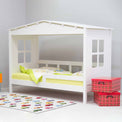 lifestyle image of the Kids White Hideout Bed
