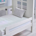 close up of safety rails on the Childrens White Hideout Bed