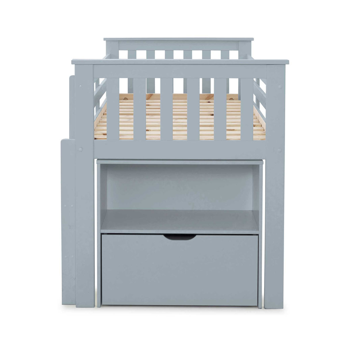 end view of the Huckerby Grey Childrens Sleep Station Storage Bed