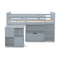 side view of the Huckerby Grey Childrens Sleep Station Storage Bed with pull out desk