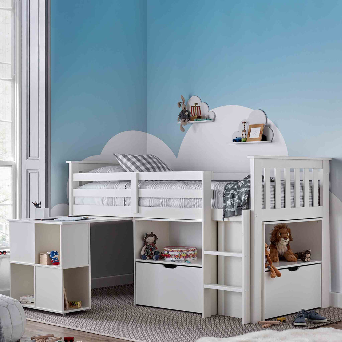 lifestyle image of the Huckerby White Childrens Sleep Station Storage Bed