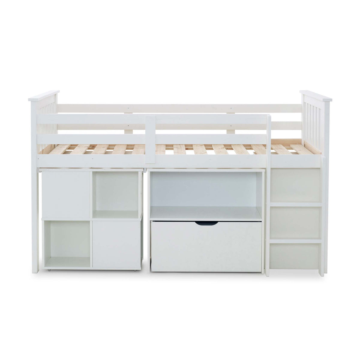 side view of the Huckerby White Childrens Sleep Station Storage Bed