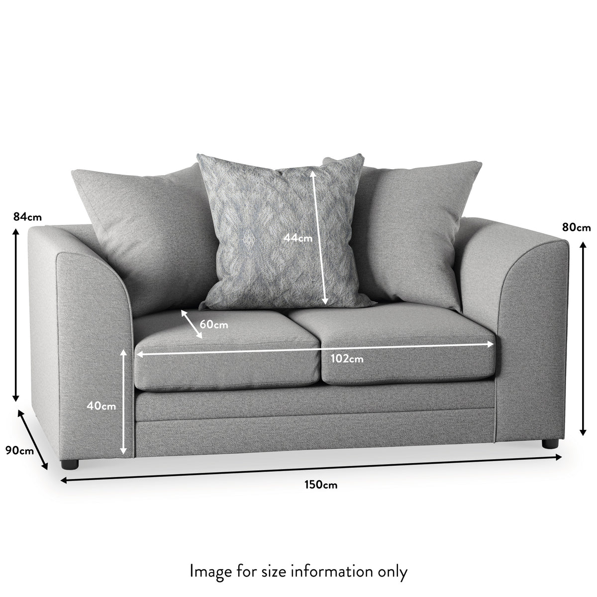 Tisha Grey 2 Seater Sofa dimension