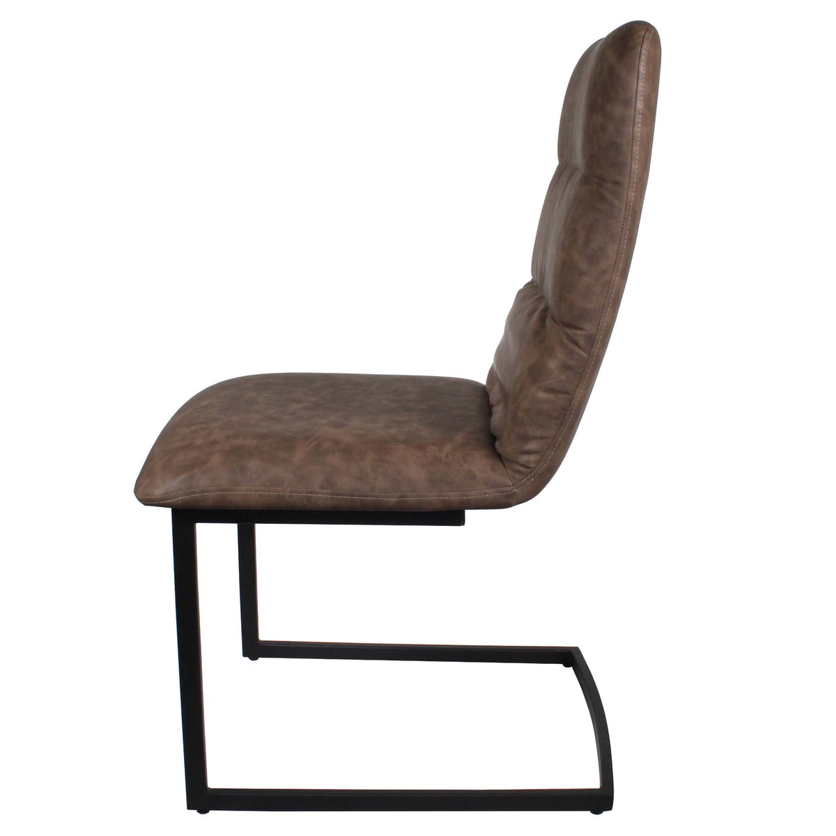 Side view of the Coffee Maitland Faux Leather Dining Chairs by Roseland Furniture