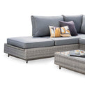 Tenby Rattan Corner Lounge Sofa Set - Close up of Chaise end and lift up storage compartment
