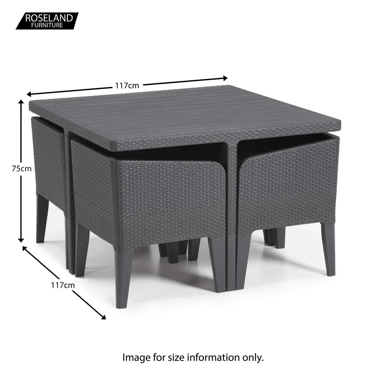 Keter Dine Out 4 Seater Dining Set - Size Guide of Table when Chairs are Nested
