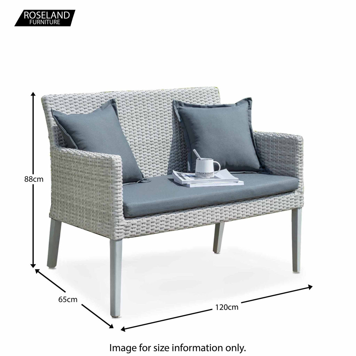 Chatsworth Rattan 2 Seat Bench - Size Guide