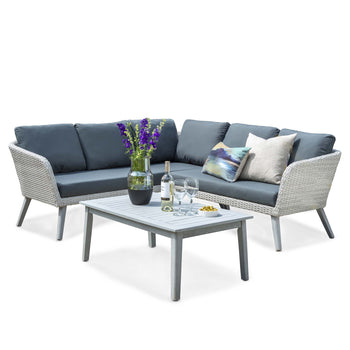 Chatsworth Rattan Corner Lounge Set With Outdoor Coffee Table