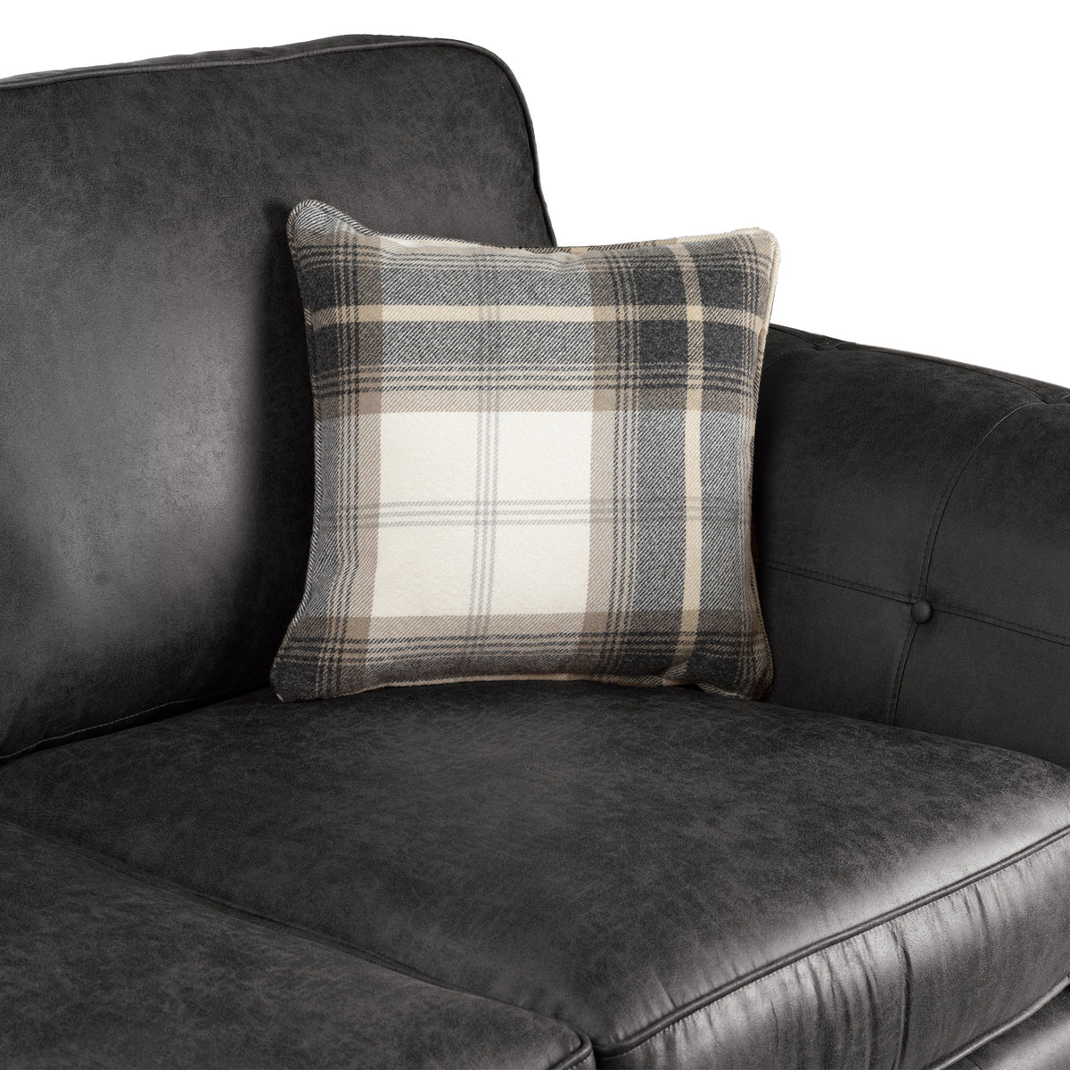 Edward Black Faux Leather 2 Seater Sofa