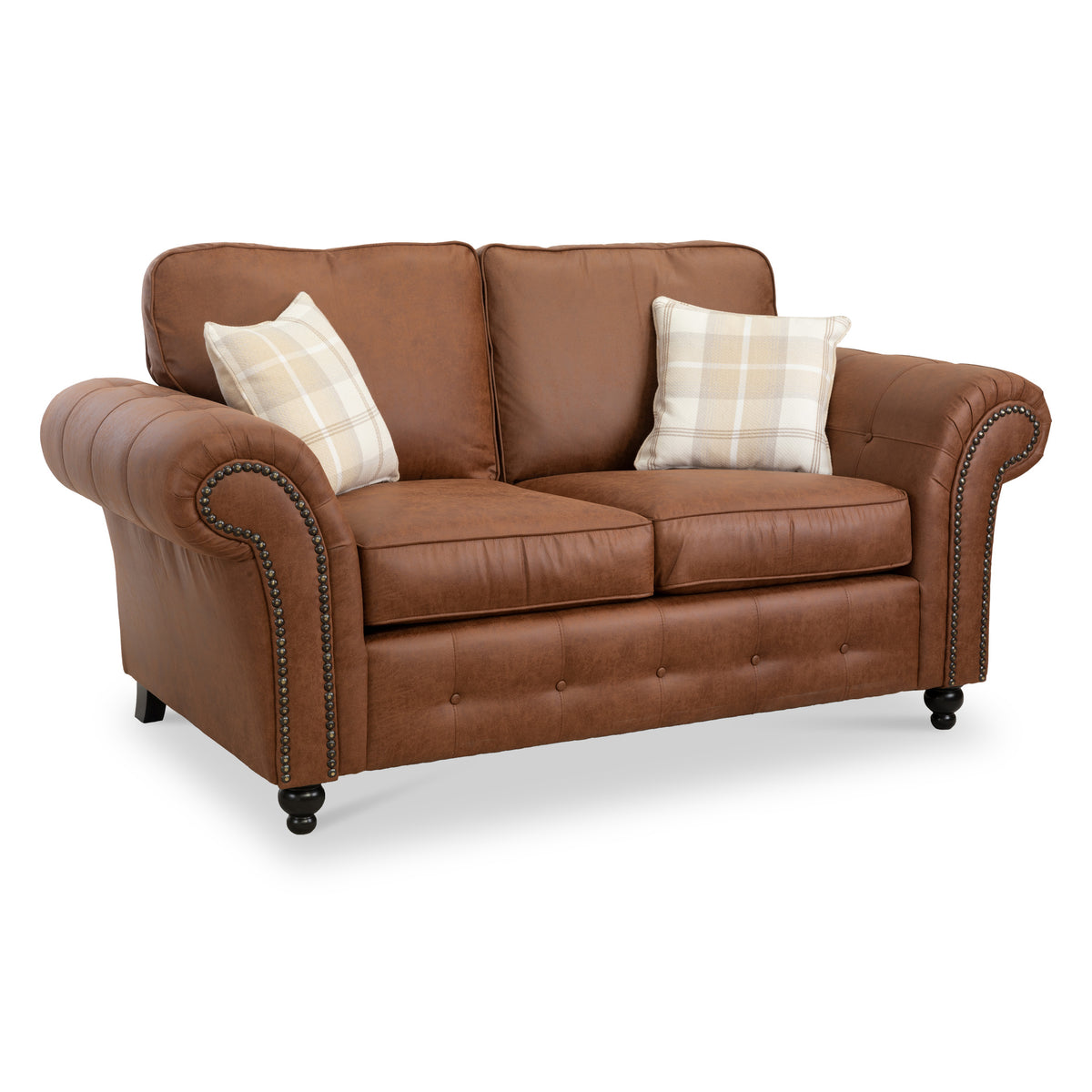 Edward Chocolate Faux Leather 2 Seater Sofa from Roseland Furniture