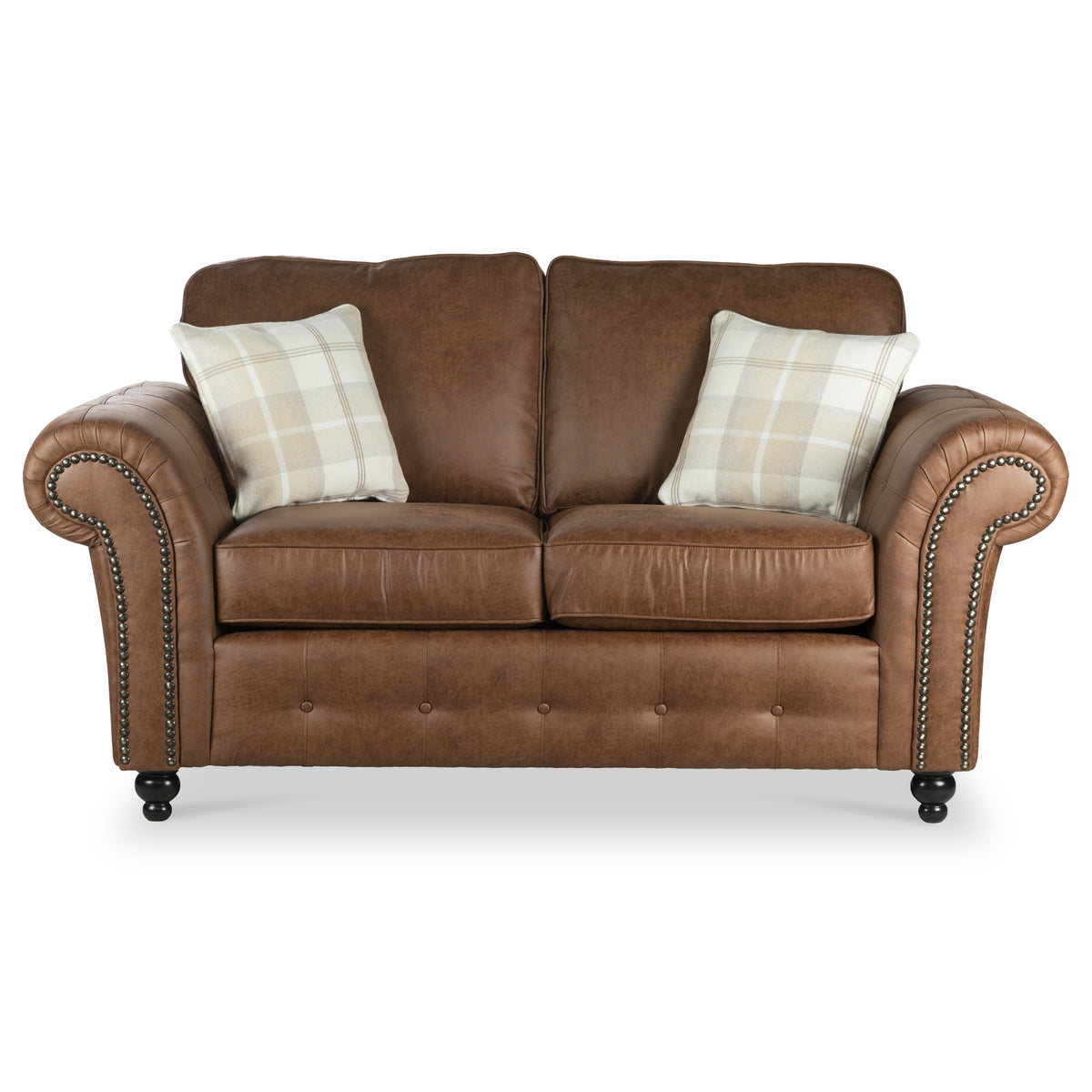 Edward Chocolate Faux Leather 2 Seater Couch