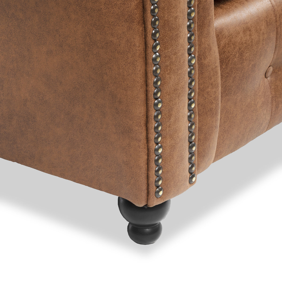 Edward Chocolate Faux Leather 3 Seater Sofa