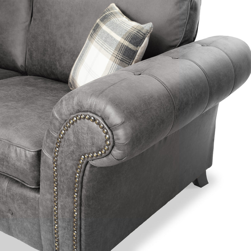 Edward Faux Leather Corner Sofa Brown Cream Black Roseland