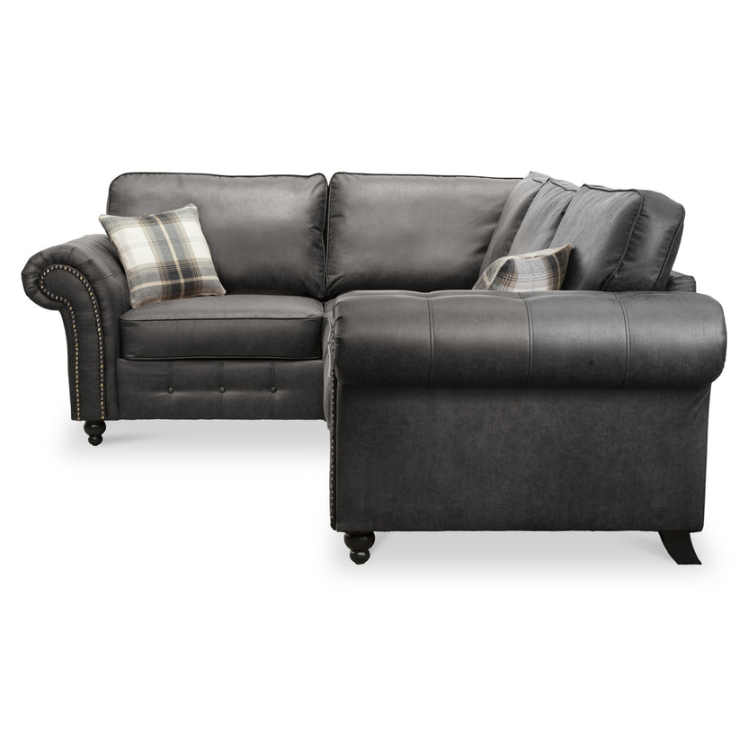 Edward Faux Leather Corner Sofa Brown Cream Black Roseland