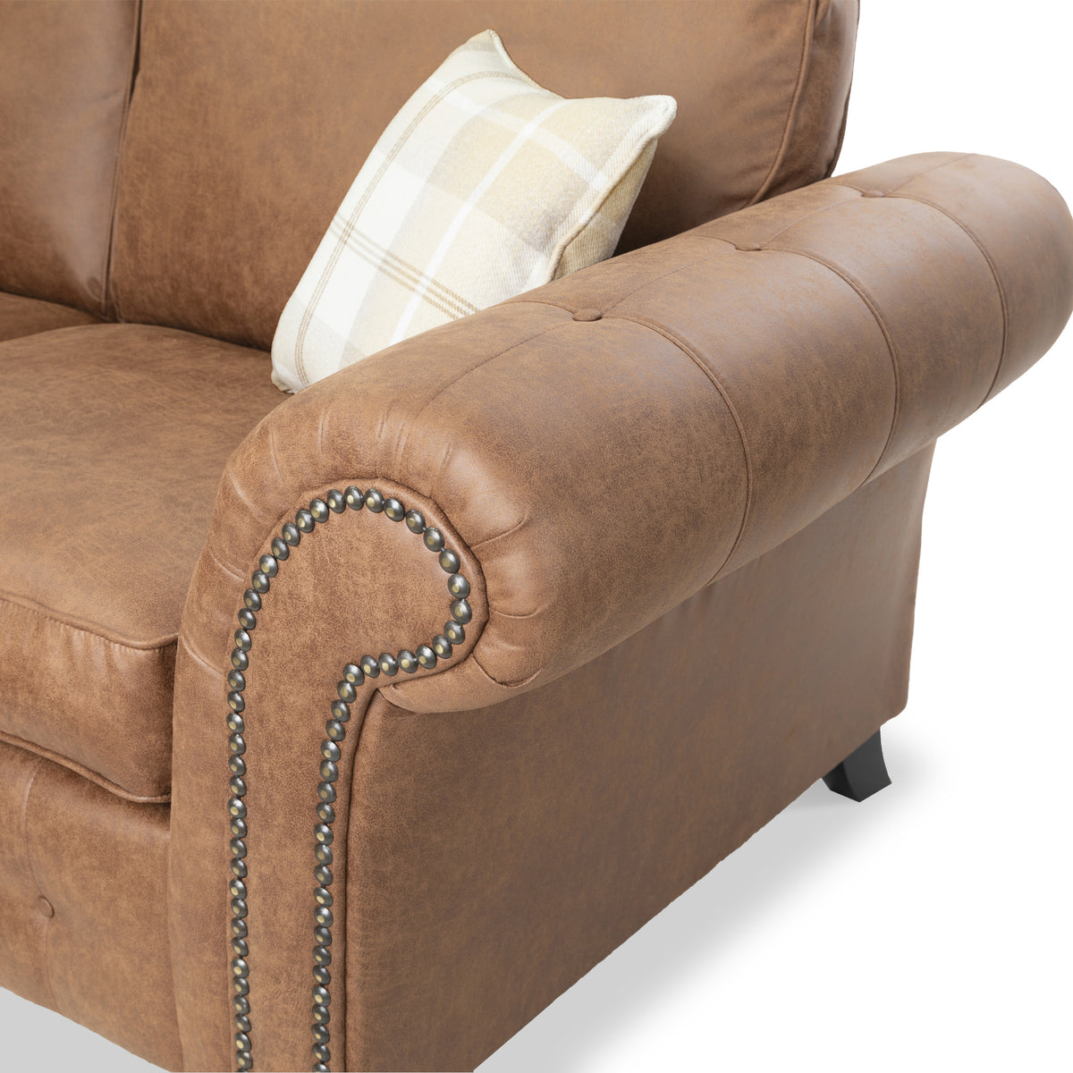 Edward Chocolate Faux Leather Left Hand Corner Sofa from Roseland Furniture