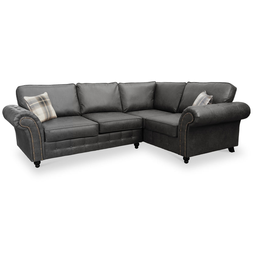 Edward Faux Leather Corner Sofa Brown Cream Black Roseland