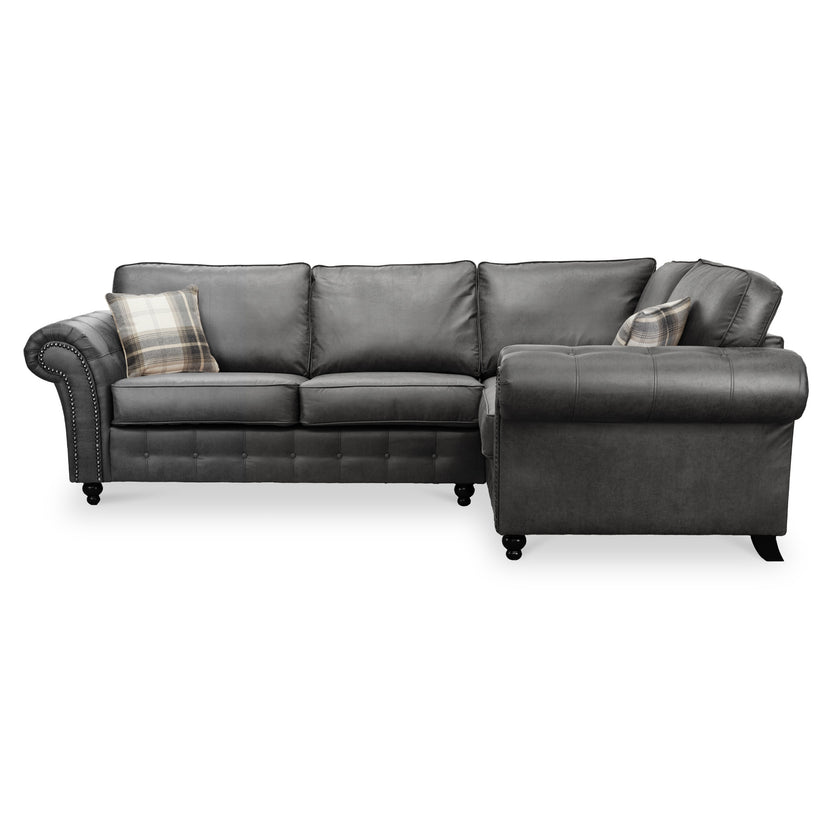 Edward Faux Leather Corner Sofa Brown Cream Black Roseland