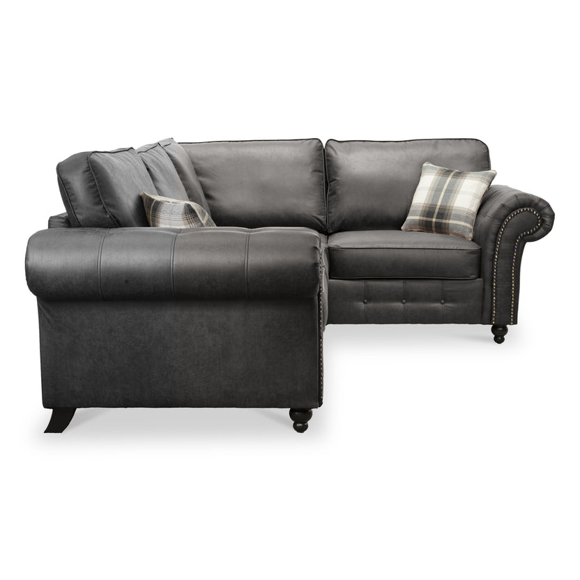 Edward Faux Leather Corner Sofa Brown Cream Black Roseland