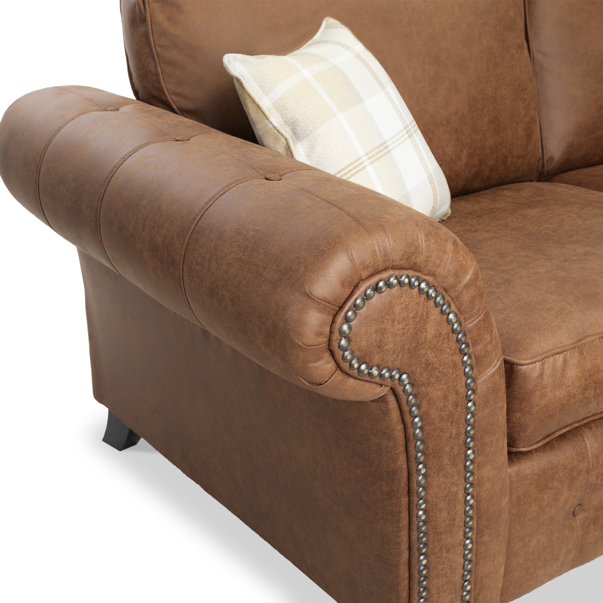 Edward Faux Leather Corner Sofa Brown Cream Black Roseland