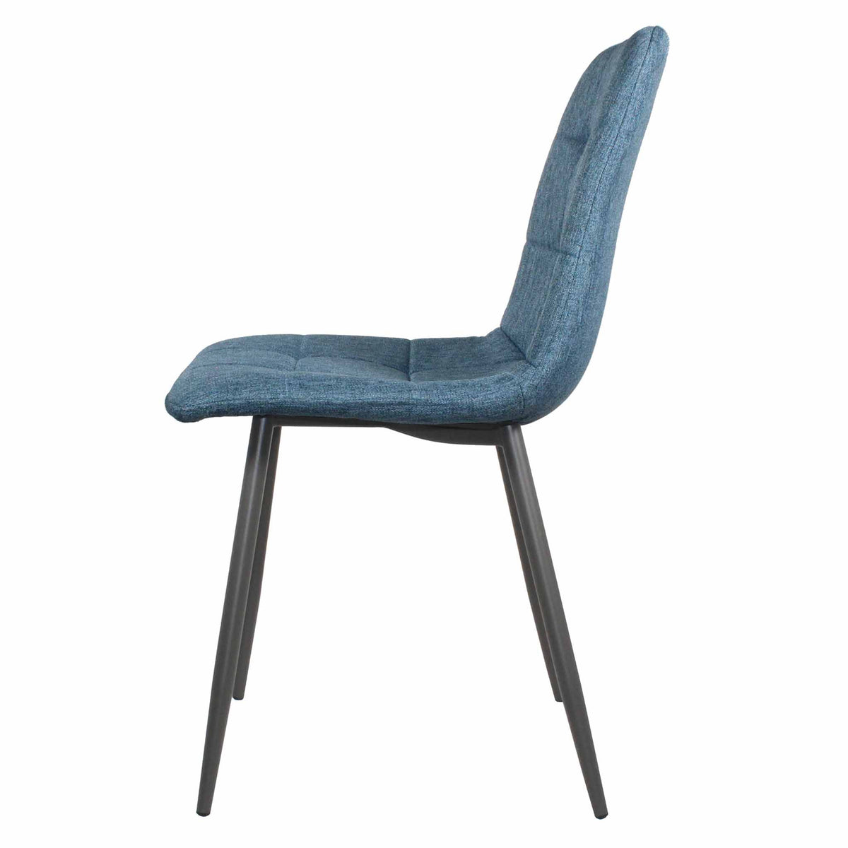 Side view of Olivia Blue Faux Leather Padded Dining Chairs
