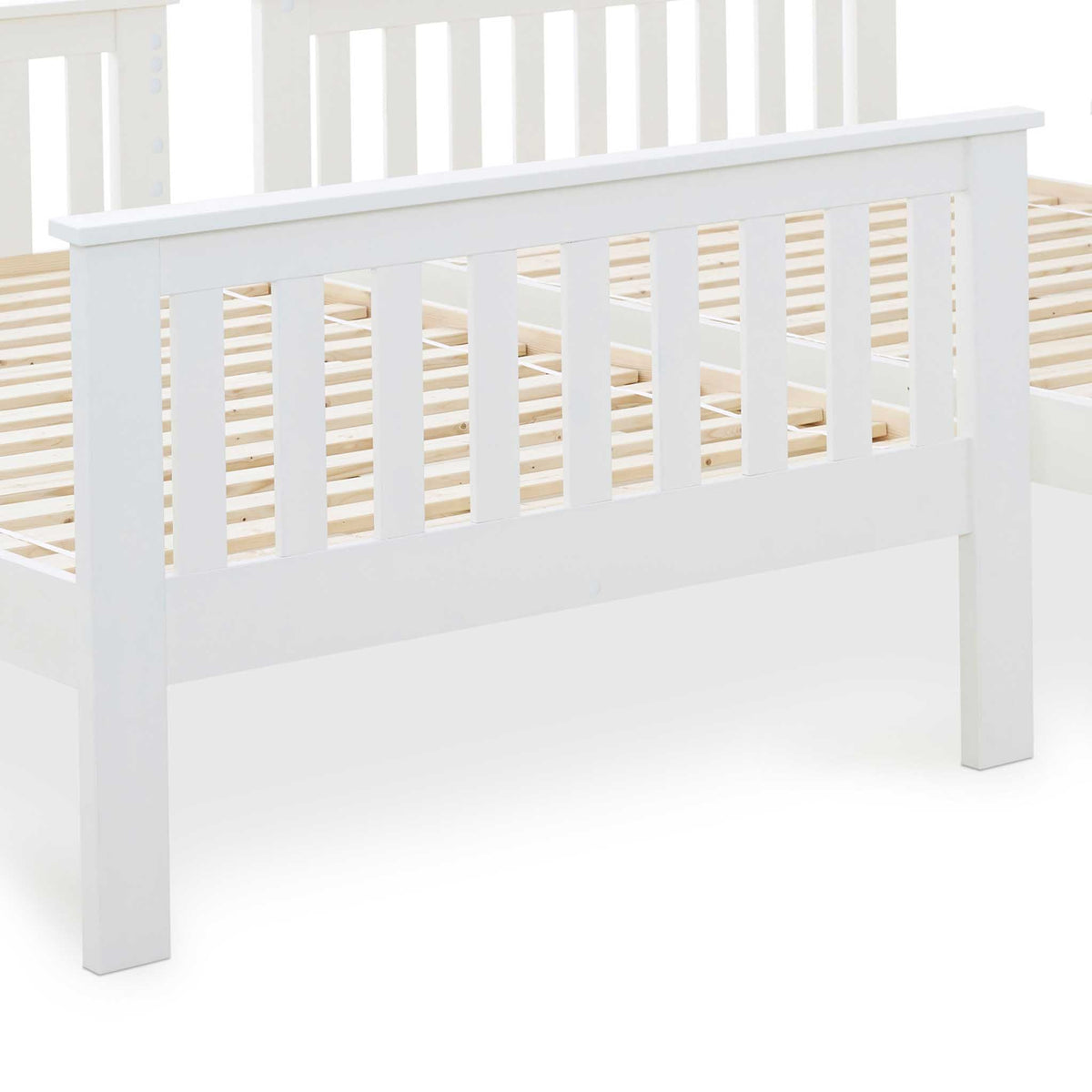 close up of the slatted footboard of the Quad 4 Sleeper Small Double Bunk Bed