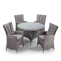 Palma 120cm Round Grey Rattan Dining Patio Table and Chairs