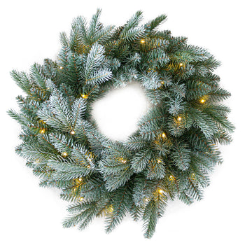 Frosted Mulberry Warm White LED 24" Wreath