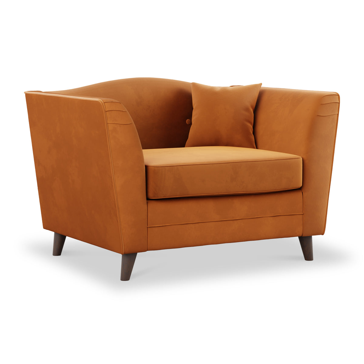 Pippa Burnt Orange Plush Velvet Snuggler Armchair from Roseland Furniture
