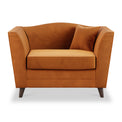 Pippa Burnt Orange Plush Velvet Snuggler Living Room Chair
