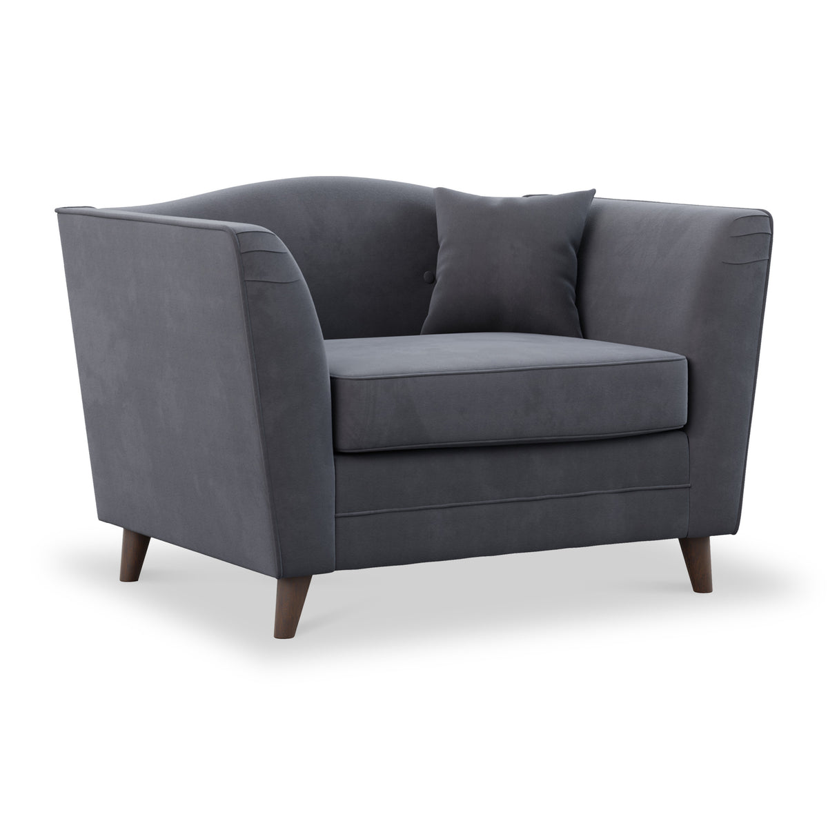 Pippa Steel Grey Plush Velvet Snuggler Armchair from Roseland Furniture