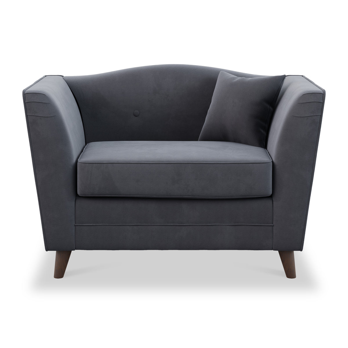 Pippa Steel Grey Plush Velvet Snuggler Living Room Chair