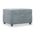 Pippa Airforce Blue Velvet Small Storage Footstool