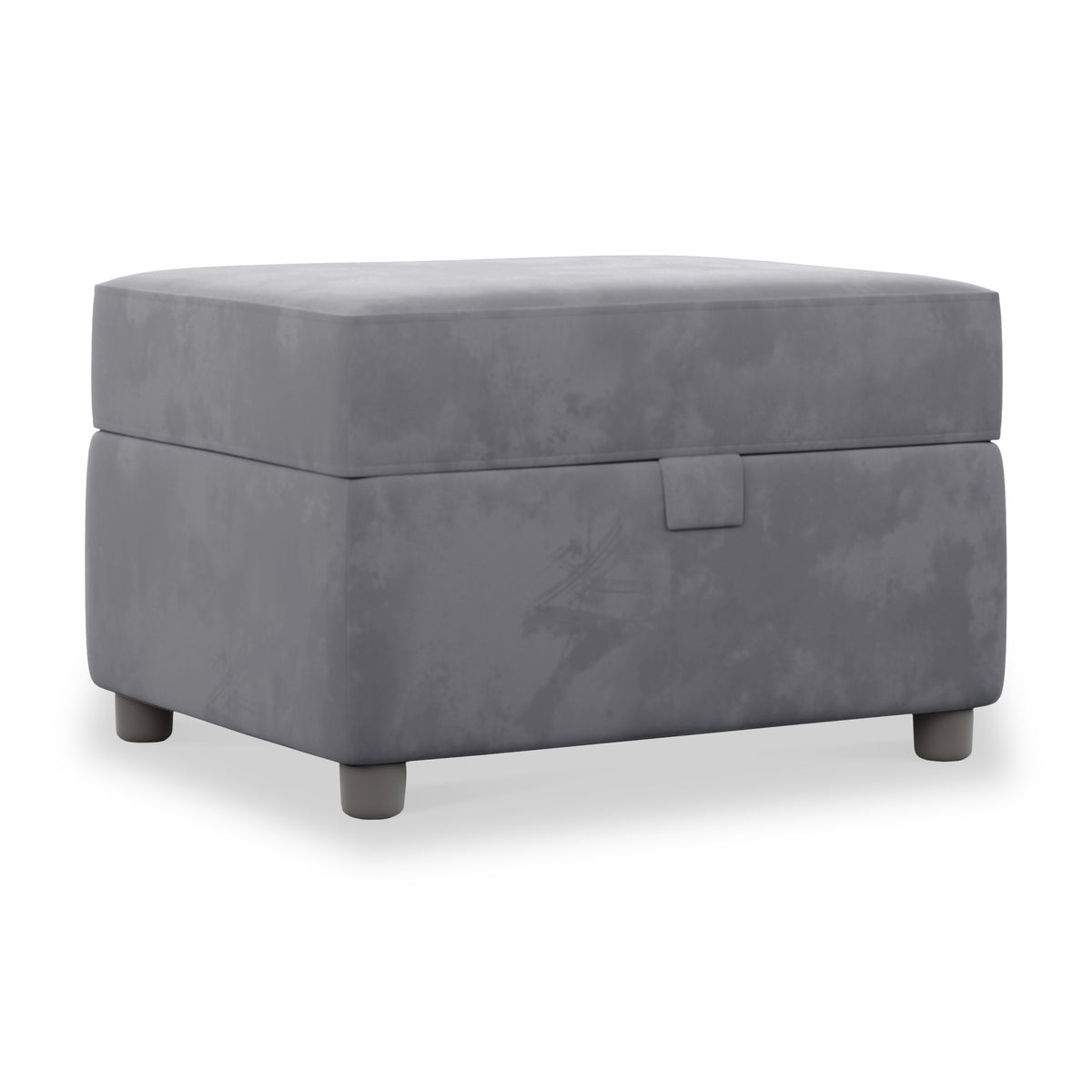 Pippa Steel Grey Velvet Small Storage Footstool from Roseland Furniture