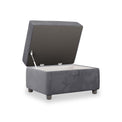 Pippa Steel Grey Velvet Small Storage pouffe