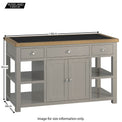Padstow Grey Large Kitchen Island - Size Guide 