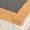 Padstow Stone Grey Large Kitchen Island - Close up of  Granite and Oak Top