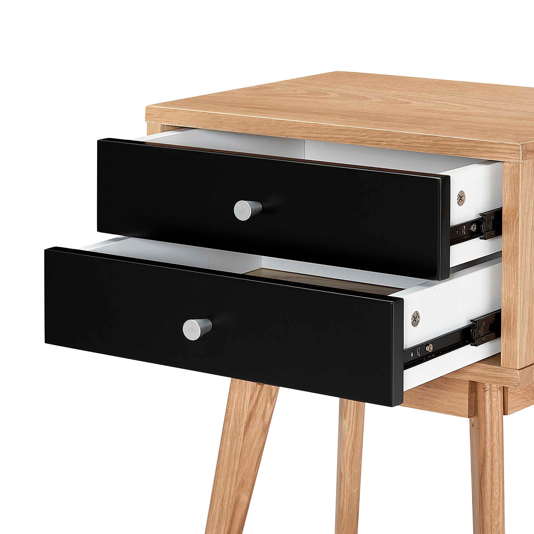 Aubrey Black 2 Drawer Bedside Table