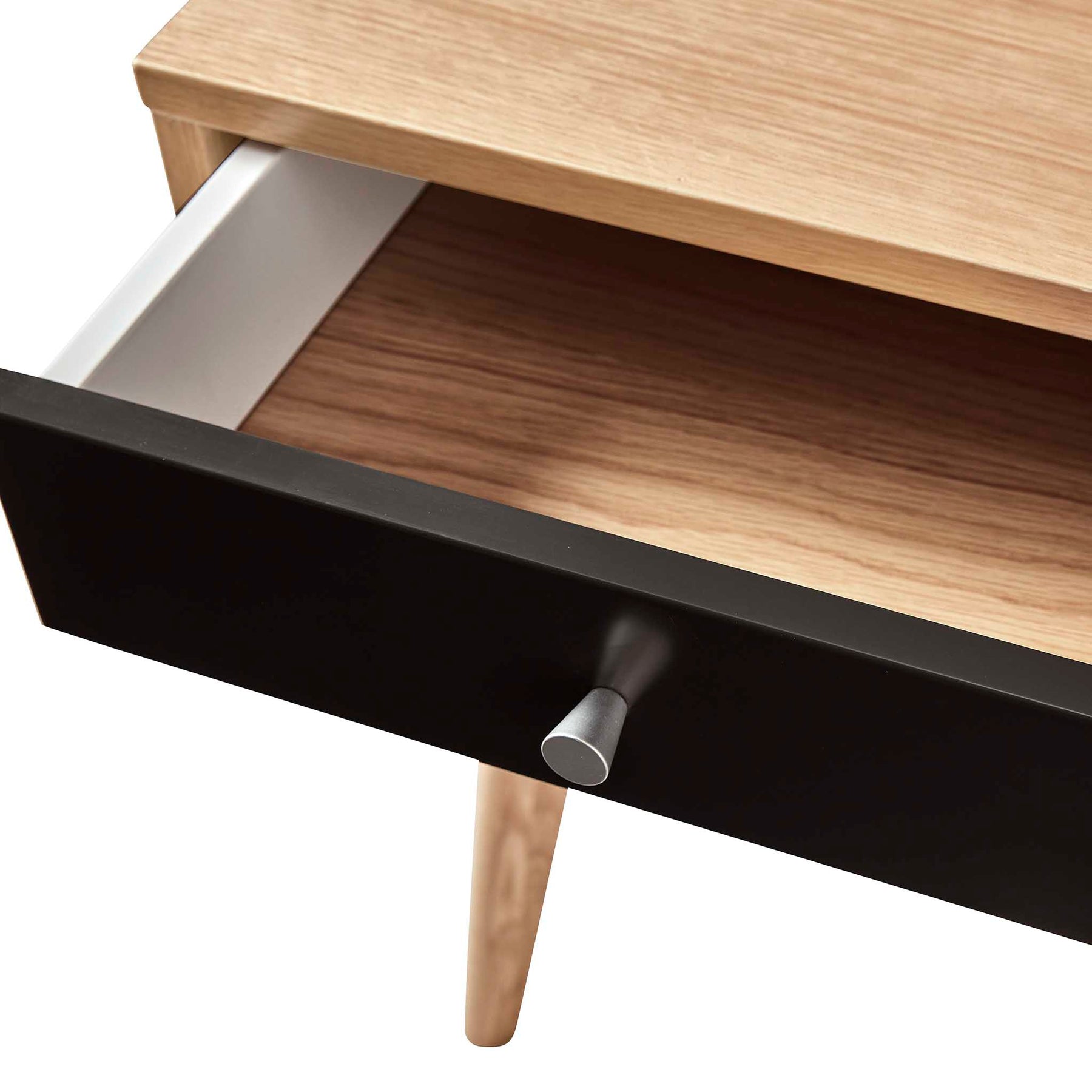 Aubrey Black 2 Drawer Bedside Table