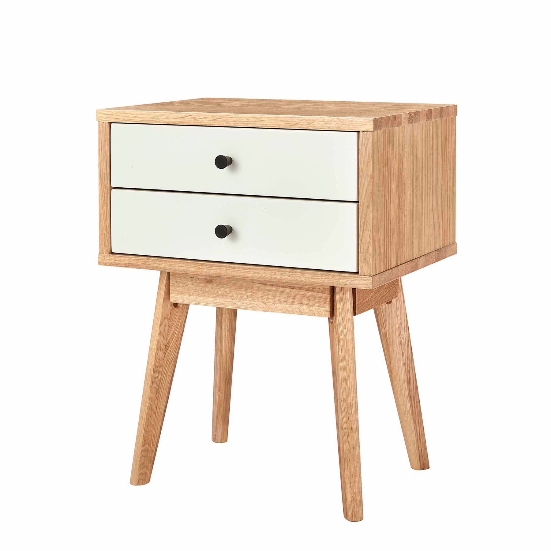 Aubrey White 2 Drawer Bedside Table