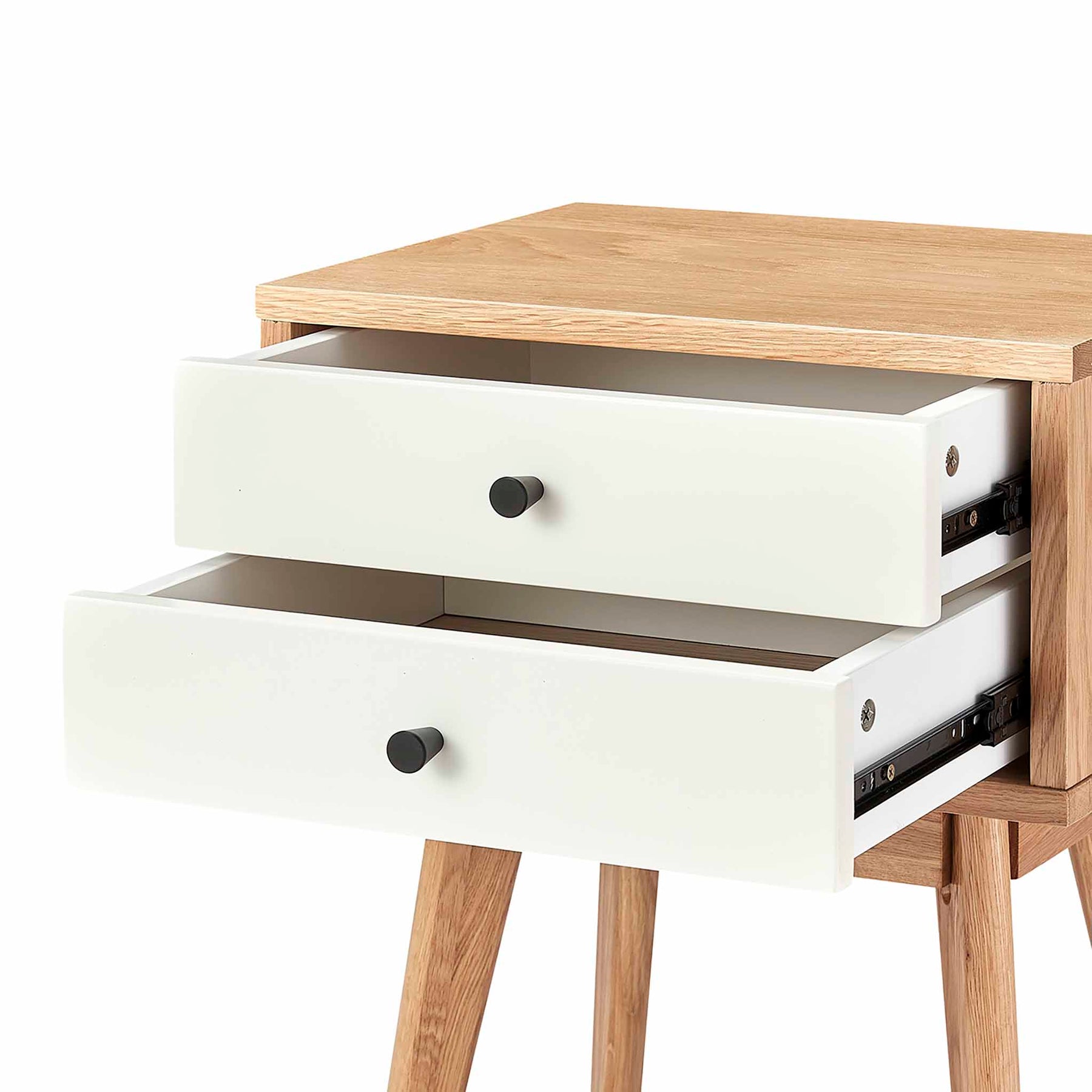 Aubrey White 2 Drawer Bedside Table