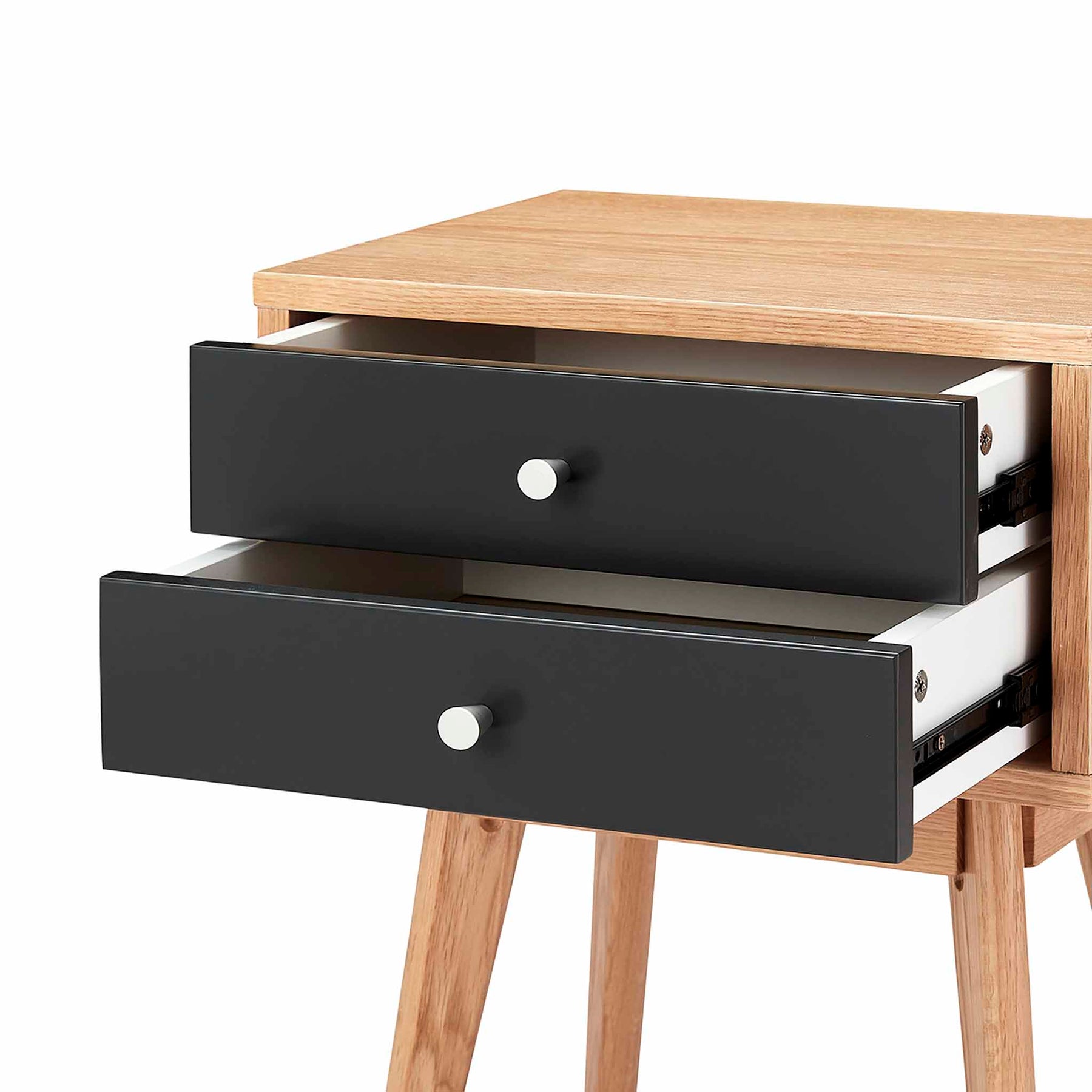 Aubrey Grey 2 Drawer Bedside Table