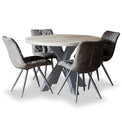Rowley Round Dining Table with 4 Addison Dark Grey Chairs